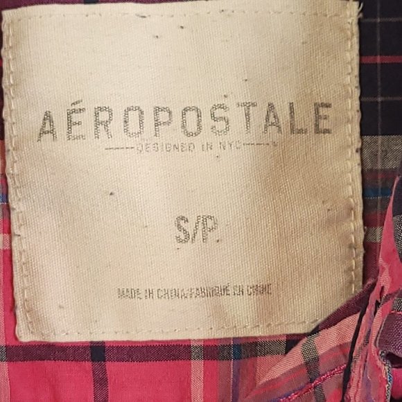 Aeropostale Womens Top Blouse Shirt Button Long Sleeve Plaid‎ Pink Small - Picture 6 of 11